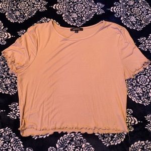 Ambiance tan crop top with ruffles size large